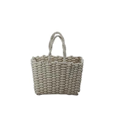 China Small Viable Foldable Handmade Korean Style Weave Fabric Home Decor Cotton Rope Storage Basket For Sale Weave Basket for sale