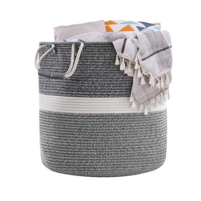 China Sustainable Catalpa Yao Woven Laundry Basket, Large Cotton Rope Laundry Storage Basket Wicker Laundry Baskets for Blankets for sale