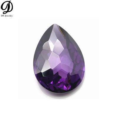 China Custom fire high quality double-cut special pear shaped amethyst color set or zircon for sale