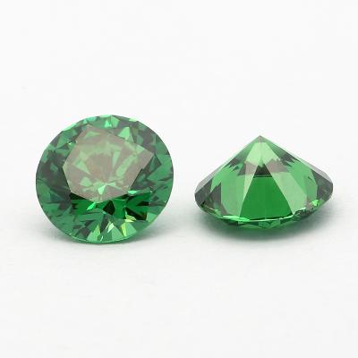 China Cheap Green Color Change Synthetic Stone Round Green Crystal Zirconia Gems for sale