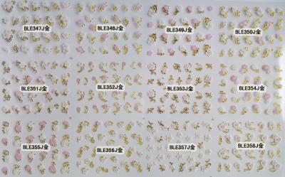 China 3D Glitter foil nail polish sticker for nail art wholesale nail sticker-BLEJ347-358Gold for sale