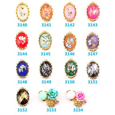 China Hot NEW Wholesale Alloy Jewelry 3D Nail Art Jewelry Nail rhinestones Sticker Supplier Number ML3140-3154 for sale