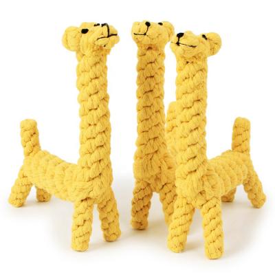 China Wholesale Viable Cute Yellow Interactive Durable Dog Giraffe Toy Cotton Giraffe Dog Molar Chew Toy for sale