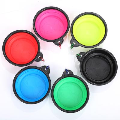 China Travel Viable Hung Candy Color Silicone Dog Bowl Portable Pet Bowl Safe Non-Toxic Bowl for sale