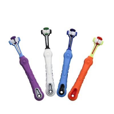 China Viable Aid Dog Dental Care Dog Toothbrush 3D Cleaning Double Sided Prevent Stain Pet Dental Toothbrush for sale