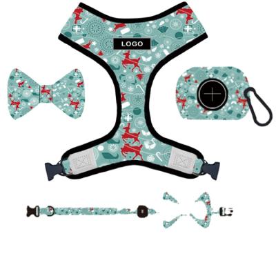 China 2021 Newest Factory Custom OEM Logo DETACHED Customized Pattern Adjustable Soft Mesh Padded Reversible Dog Harness for sale