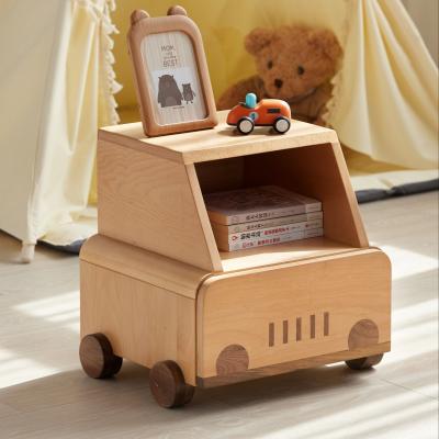 China E2024 Nordic Style Nordic Solid Wood Car Shaped Children's Bedside Closet Bedroom Furniture for sale