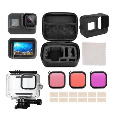 China High Quality Hot Selling GoPro Hero 9/10 Accessories Silicone Case Fogproof Plug-in Tempered Glass Waterproof Screen Protector Plug-in for sale