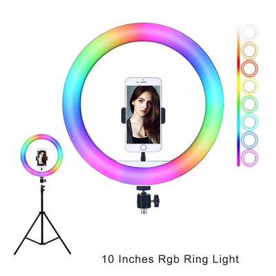 China New Dimmable 10 Inch Circle Photography Lighting 16 Color Led RGB Ring Light With Phone Holder X-409-6B for sale