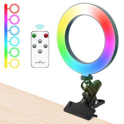 China PORTABLE Dimmable 6 Inch Circle Photography Lighting 16 Color Led RGB Ring Light With Phone Holder for sale