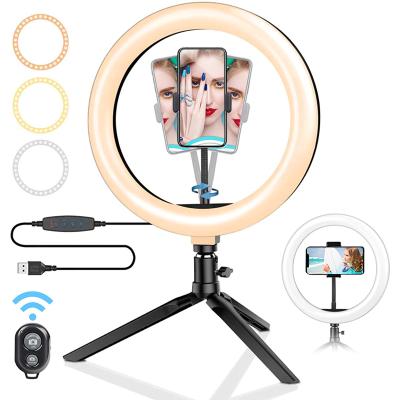 China Amazon Hot Selling 10in Adjustable Mobile Video Photography Light Photographic Ring Light Light With Tripod Stand for sale