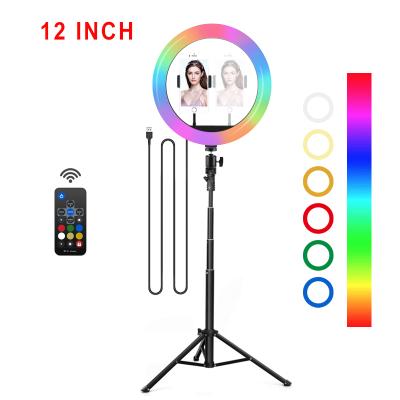 China ABS+PC Professional 12 Inch Led Photo Light Ring Lamp Dimmable Circular Beauty Lamp Tripods Selfie Photographic Lighting for sale