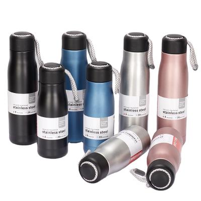 China PORTABLE Double Wall 420/600ML Vacuum Insulated 18/8 Stainless Steel Sports Water Bottle With Rope for sale