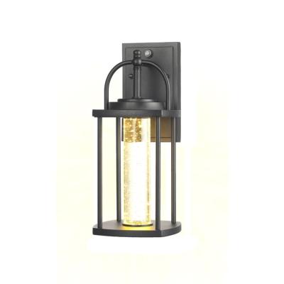 China Luxury Modern Led Outdoor Garden Lighting Seeded Glass And Black Waterproof Outdoor Wall Light for sale