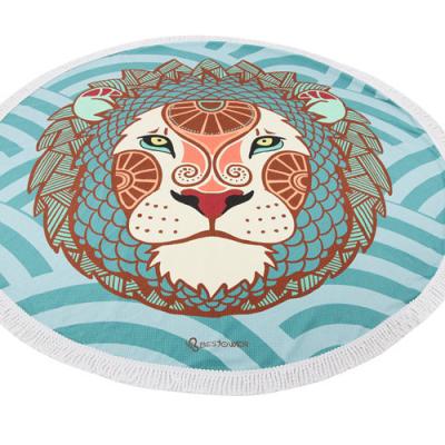 China New Summer High Quality Compressed Microfiber Body Towel Design LOGO Printed 1.5m Large Round Beach Towels With Tassel for sale