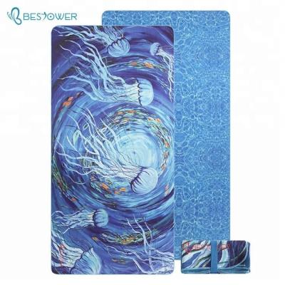 China GRS QUICK DRY Microfiber Factory Recycled Sand Waffle Printed Free Beach Towel By Recycled Fiber for sale