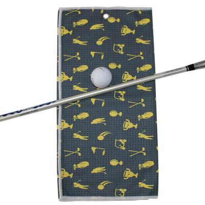 China Viable Custom Design Microfiber Waffle Printed Golf Towel With Clip for sale