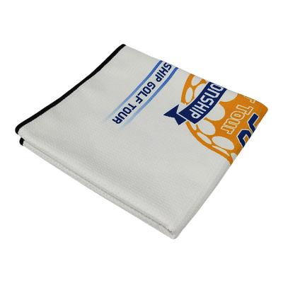 China Viable Custom Design Microfiber Waffle Weave Printed Golf Towel For Golf Club for sale