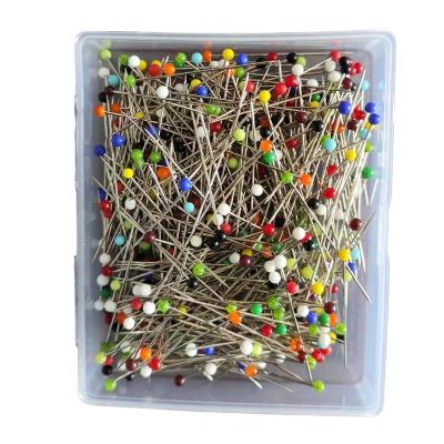 China Sewing accessories wholesale 100pcs/box 0.6*38mm high quality multi color head glass pins for sewing garment accessories for sale