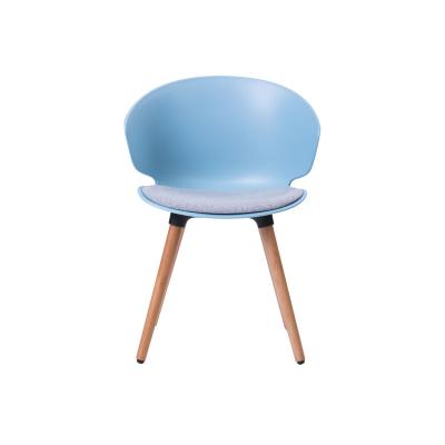 China (Size) Customized Good Quality Modern Style Adjustable Plastic Wood Dining Chair Plastic Dining Chair With Fabric Cushion for sale