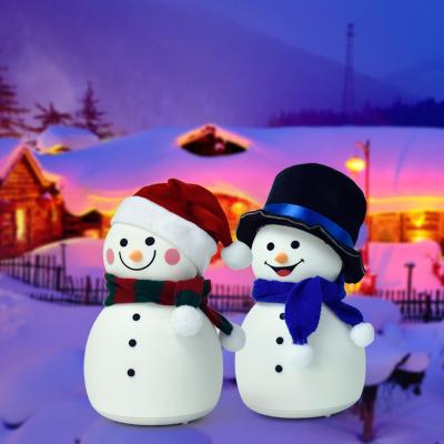 China 2022 modern cute small night lamp silica gel snowman children charging device can be LED on light for sale