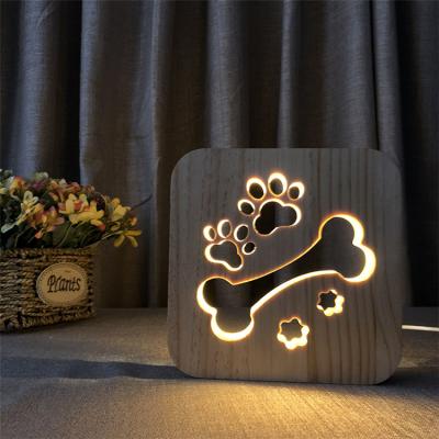 China 3D 7 Colors Specialist Manufacturers Wedding Wooden Night Light Stand Flashing Solid Wood Light for sale