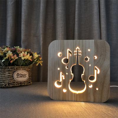 China 3D 7 Colors Wooden Factory Manufacturer Supply Creative 3d Night Stand Light Flashing Low Natural Coffee for sale