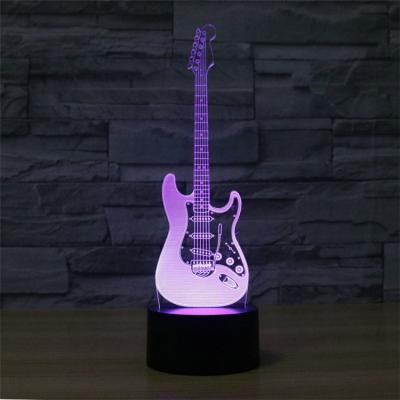 China 3D Guitar 7 Colors Gradient Baby Child Sleeping Night Flashing Lamp Acrylic LED 7 Color Changing Light for sale