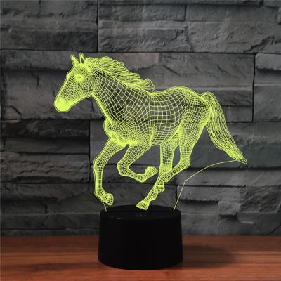 China 3D 7 Colors 3D Horse Illusion Deco Lamp Smart Flashing LED Lamp Lighting Low ASB Lamp For Bedroom Decoration for sale