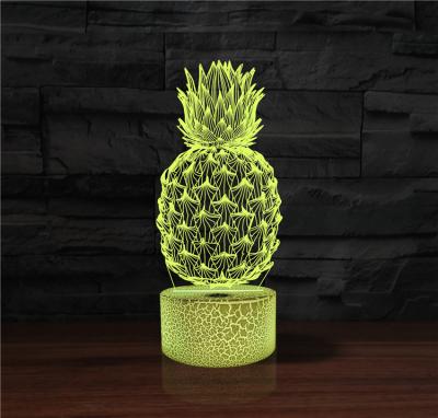 China 3D 7 Colors Flashing Pineapple 3d Led Night Light 7 Color Touch Desk Lamp Pineapple 3d Creative Gift Table Lamps For Living Room for sale