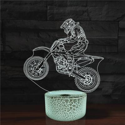 China 3D Motorcycle 7 Colors Illusion Light Acrylic Visual Lamp 7 Color Desktop Night RGB Flashing Atmosphere Lighting For Holiday Home Lamparas for sale