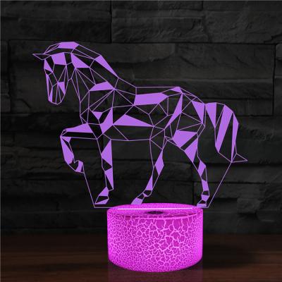 China 3D 7 Colors Instant Creative 3D Horse Head 7 Colors Changing LED Night Lights Dimming Table USB Touch for sale