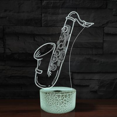 China 3D 7 Colors Musical 3D Lamp Fighter 3D Saxophone 3D Lamp LED Night Light Touch USB Flashing Indoor Lamp Musical Lamp Batteries for sale