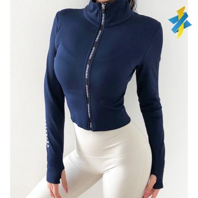 China Workout Jacket Breathable High Quality Zipper Long Sleeve Winter Running Top Yoga Shirts Sport Outdoor Coat For Women for sale