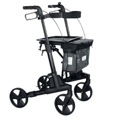 China Aluminum Medical Training Folding Style 4 Wheel Walker Rollator for sale