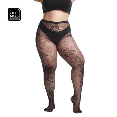 China BONAS New Style Breathable Custom Logo Net In-tube Sexy Stockings Plus Size Pantyhose for sale