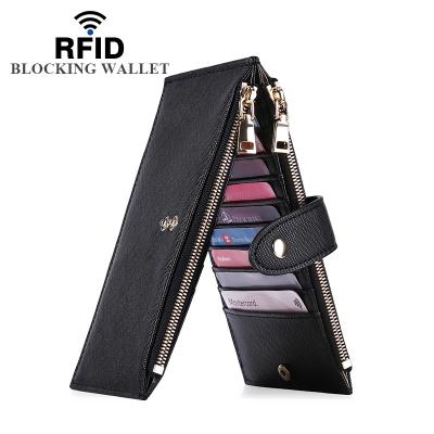 China New Mutifunctional Hot Sale Amazon Style Large Capacity Women's RFID Wallet Blocking Multi Card Case Bifold Wallet With Zipper Pocket for sale