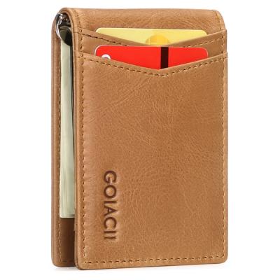 China Thin Anti-theft Rfid Blocking Minimalist Leather Front Pocket Wallet For Women Bifold Card Holder for sale