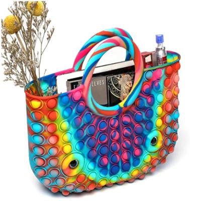 China Oversized Dimple Fashion Stress Reliever Purse New Product Fashion Bubble Rainbow Silicone Restless Person Handbags For Women for sale