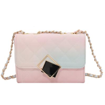 China Preppy Style Colored Luxury Chains Latest Fashion Diamonds Cross Shoulder Messenger Purse Women's Cross - Body Bag for sale