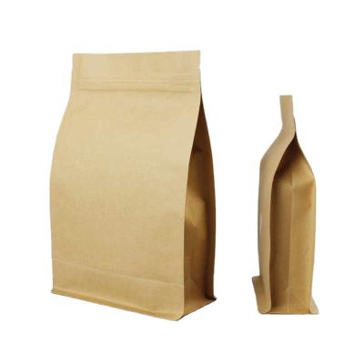 China Recyclable Resealable Laminated Laminated Biodegradable Kraft Paper Pouches Eco Food Zip Lock Stand Flat Bottom Bags With Your Own Logo for sale