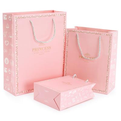 China Recyclable Eco Friendly Recyclable Gift Shopping Customized Luxury Pink Paper Bag With Your Own Logo for sale