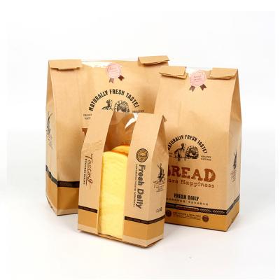 China Recyclable No Handle Roll Film Restaurant Wrapping Bakery Packaging Strong Clear Window Food Wrapping Paper Bags With Your Own Logo for sale