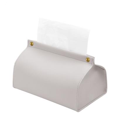 China Stocked Fashion PU Leather Tissue Box Square Paper Napkin Pouch Case Durable Tissue Holder for Desktop for sale