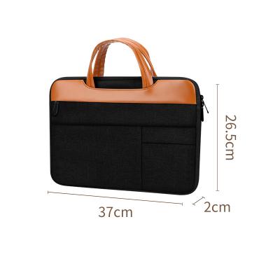 China Shockproof Leather laptop sleeve laptop case shock proof laptop case handbook bag with leather handle for sale