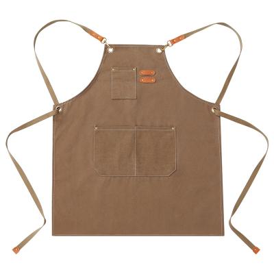 China Cooling Korean custom logo version fashion kitchen chef barista canvas apron cross back for waiters for sale