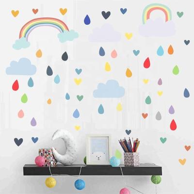 China Wholesale Cartoon Sticker China Rainbow Raindrop PVC Wall Sticker For Kids Room Decoration for sale