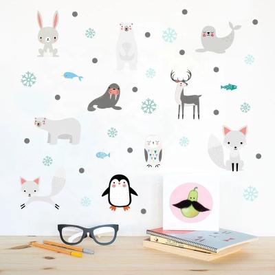 China Self Adhesive Cute Cartoon Sticker DIY PVC Kids Wall Decoration Animal Removable Sticker for sale