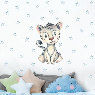 China wholesale animal wall decalspvc tiger wall sticker cartoon baby room animal wall sticker for sale