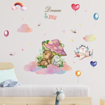 China WALL STICKER Dream Big Bear Rabbit Home Wall Sticker Cute 3d Decoration Wall Sticker for sale